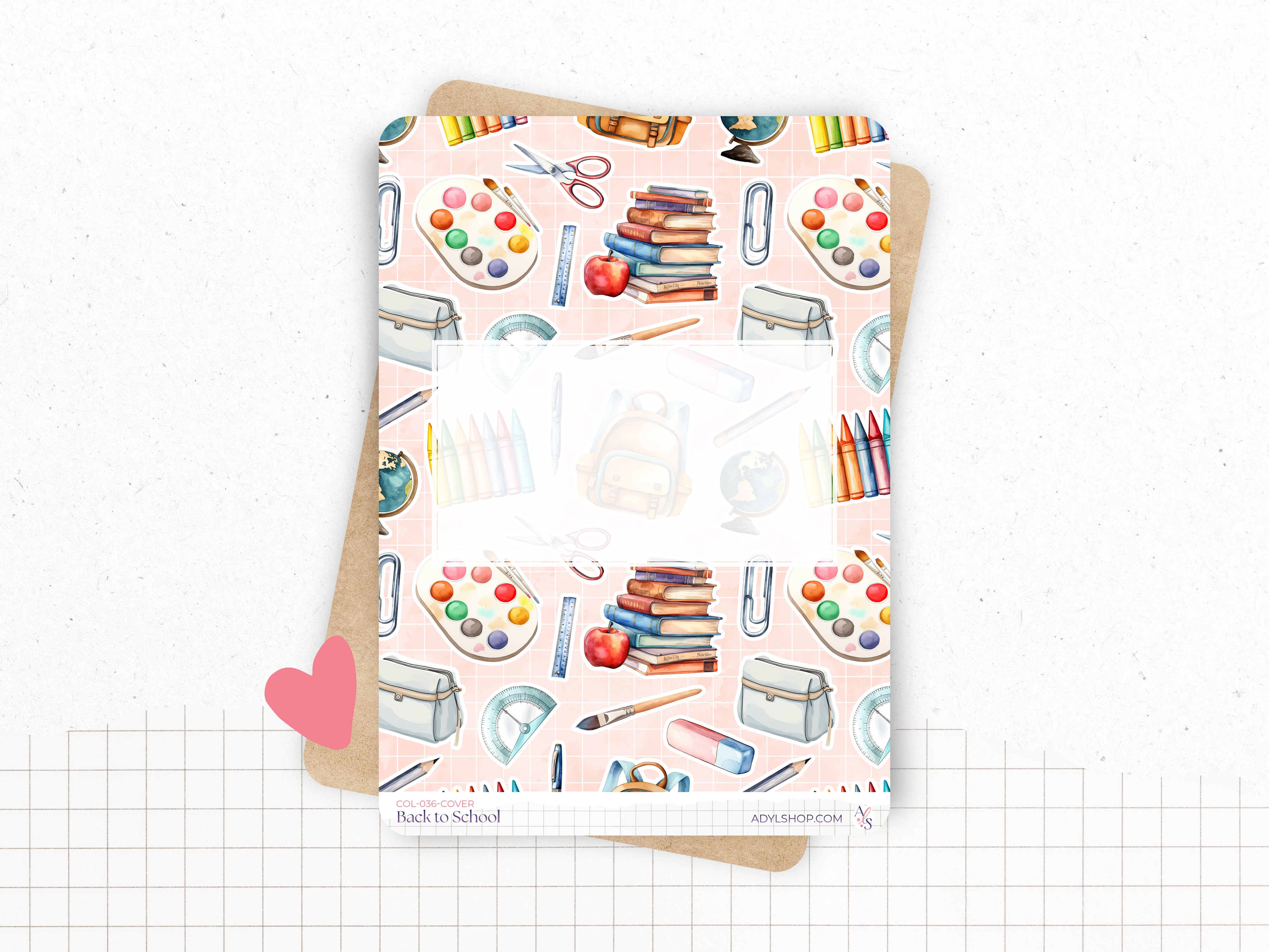 Sticker sheets - "Back to School" - Watercolor illustrations : school supplies, stationery, art - Bullet Journal / Planner sticker sheet