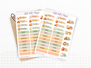 Sticker sheets - "Colors of Fall" - Watercolor illustrations : autumn, pumpkin, leaves, coffee - Bullet Journal / Planner sticker sheet