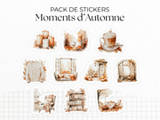 Sticker sheets - "Fall Moments" - Watercolor illustrations : autumn, cozy vibe, soft colors - Bullet Journal / Planner sticker sheet