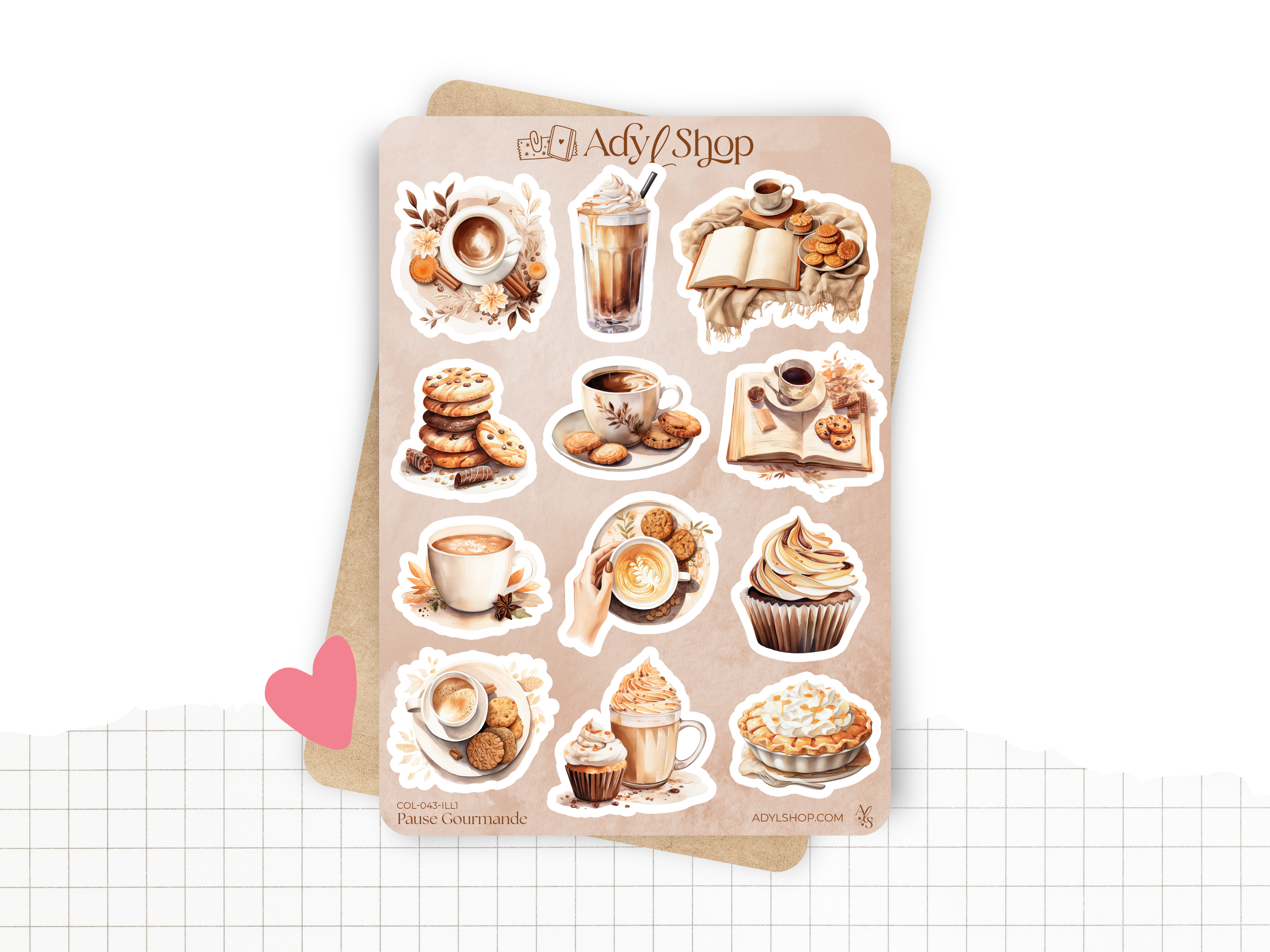 Sticker sheets - "Sweet Treats" - Watercolor illustrations : coffee, chocolate, cozy break, latte - Bullet Journal / Planner sticker sheet
