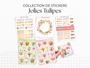 Pack de Stickers "Jolies Tulipes" - Autocollants sur le thème du printemps, fleurs - 12 stickers die-cut - Bullet Journal Planner