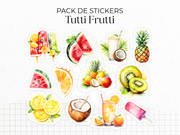 Planches de Stickers "Tutti Frutti" - Autocollants sur le thème de l'été et des fruits - Couronne de fruits, couverture mensuelle - Couleurs vitaminées - Bullet Journal Planner