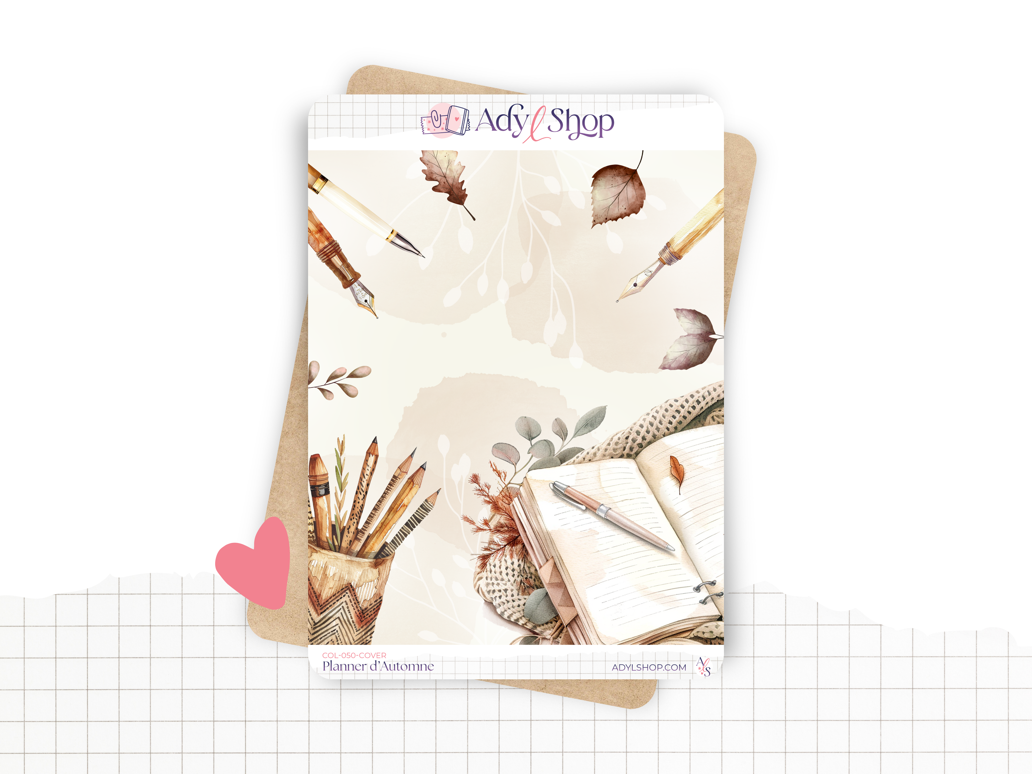 Grand sticker pouvant servir de page de couverture mensuelle dans un bullet journal. Parfait pour un carnet A5. Sticker sur le thème de l'automne.
