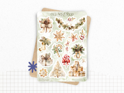 Planche de stickers "Hiver Enchanté" sur le thème de l'hiver et de Noël. 16 autocollants pour Bullet Journal, planner ou scrapbooking.