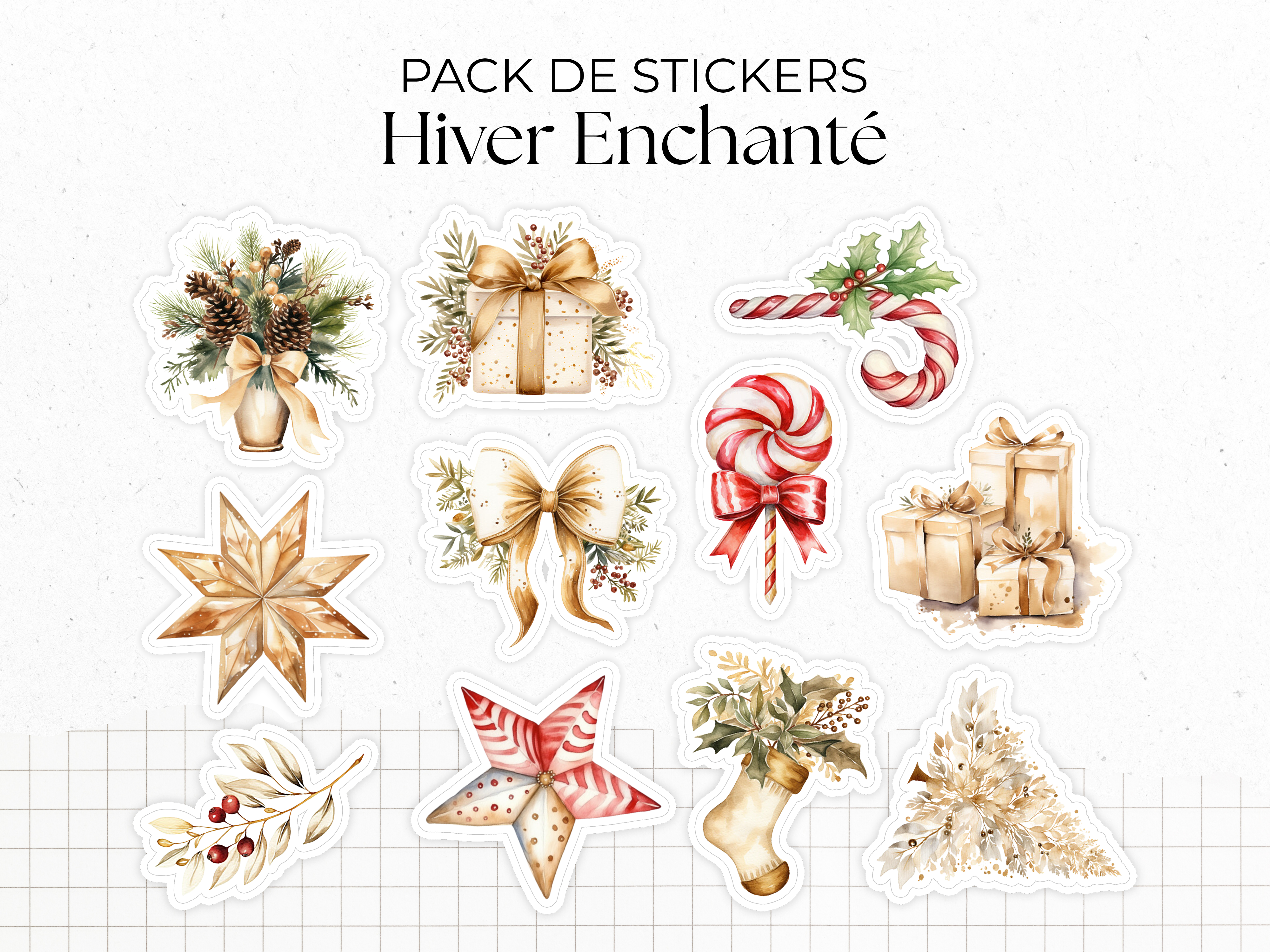 Pack de 11 stickers die-cut sur le thème "Hiver Enchanté"