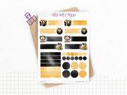 Pack de stickers "Noël Chic" - 11 autocollants die-cut sur le thème de l'hiver et de Noël : fêtes de fin d'année, noir, or - Bullet Journal