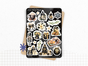 Pack de stickers "Noël Chic" - 11 autocollants die-cut sur le thème de l'hiver et de Noël : fêtes de fin d'année, noir, or - Bullet Journal