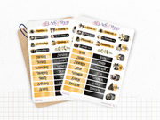 Pack de stickers "Noël Chic" - 11 autocollants die-cut sur le thème de l'hiver et de Noël : fêtes de fin d'année, noir, or - Bullet Journal