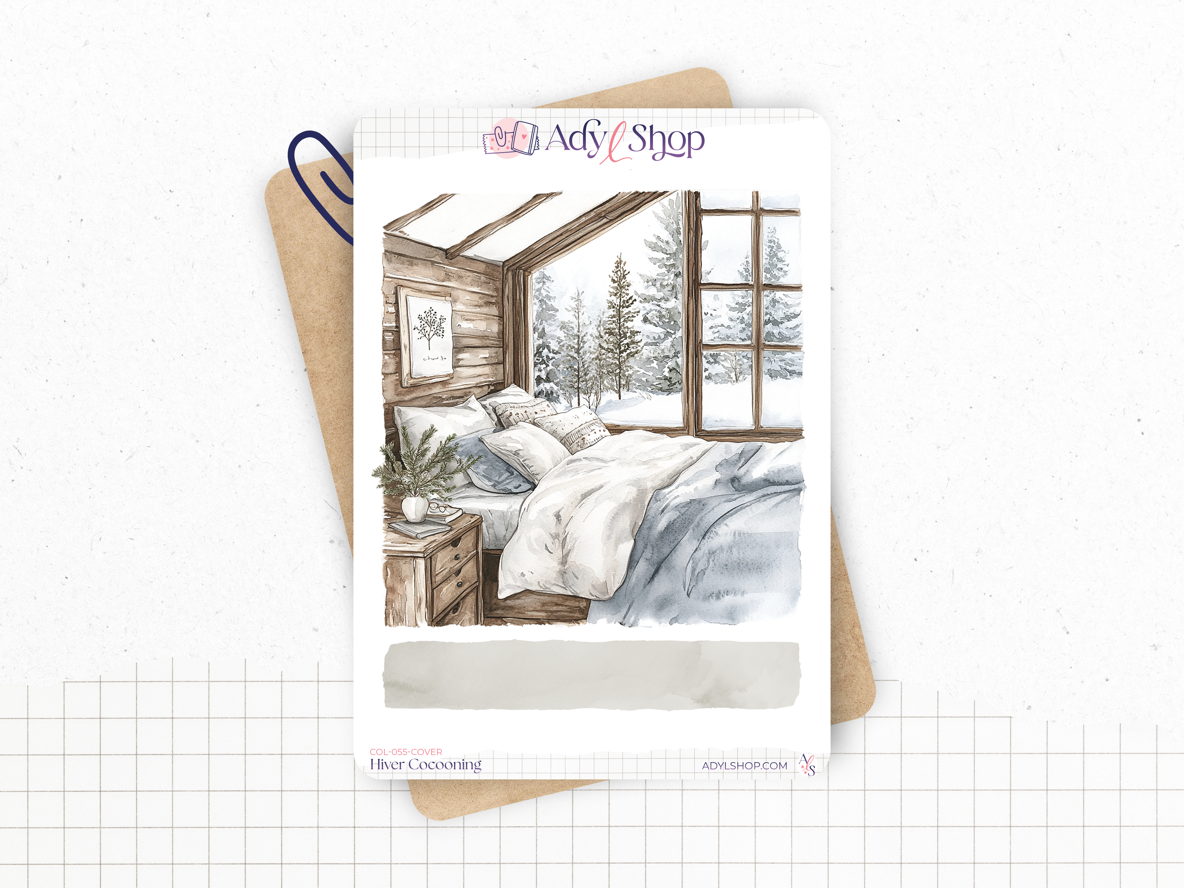 Sticker sheets - "Cocooning Winter" - Watercolor illustrations : winter, cold, cozy, frozen - Cover page - Bullet Journal / Planner sticker sheet