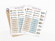 Planches de stickers "Hiver Cocooning" - Autocollants sur le thème de l'hiver : cozy, froid, bleu, neige, glace, flocon - Page de couverture - Bullet Journal