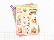 Planches de stickers "Nuances de Printemps" - Autocollants sur un thème du printemps : fleurs, beau temps - Couronne de fleurs - Bullet Journal