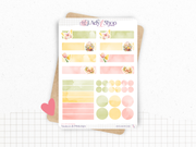 Planches de stickers "Nuances de Printemps" - Autocollants sur un thème du printemps : fleurs, beau temps - Couronne de fleurs - Bullet Journal