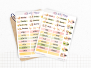 Planches de stickers "Nuances de Printemps" - Autocollants sur un thème du printemps : fleurs, beau temps - Couronne de fleurs - Bullet Journal