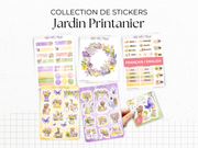 Collection de stickers : 5 planches et 1 pack sur le thème du printemps. Planche de stickers sur le thème du printemps. Pour décorer les pages d'un bullet journal, agenda, ou pour des projets de scrapbooking.