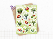 Planche de stickers sur le thème du printemps. Illustrations muguet et coccinelles. Parfaits pour décorer les pages d'un Bullet Journal ou d'un planner, ou pour des projets de scrapbooking.