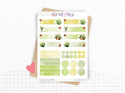 Planche de stickers sur le thème du printemps. Illustrations muguet et coccinelles. En-têtes et formes géométriques. Parfaits pour décorer les pages d'un Bullet Journal ou d'un planner, ou pour des projets de scrapbooking.