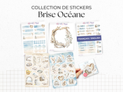 Collection de stickers "Brise Océane" - Autocollants sur le thème de l'été : vacances, plages, océan - Bullet Journal