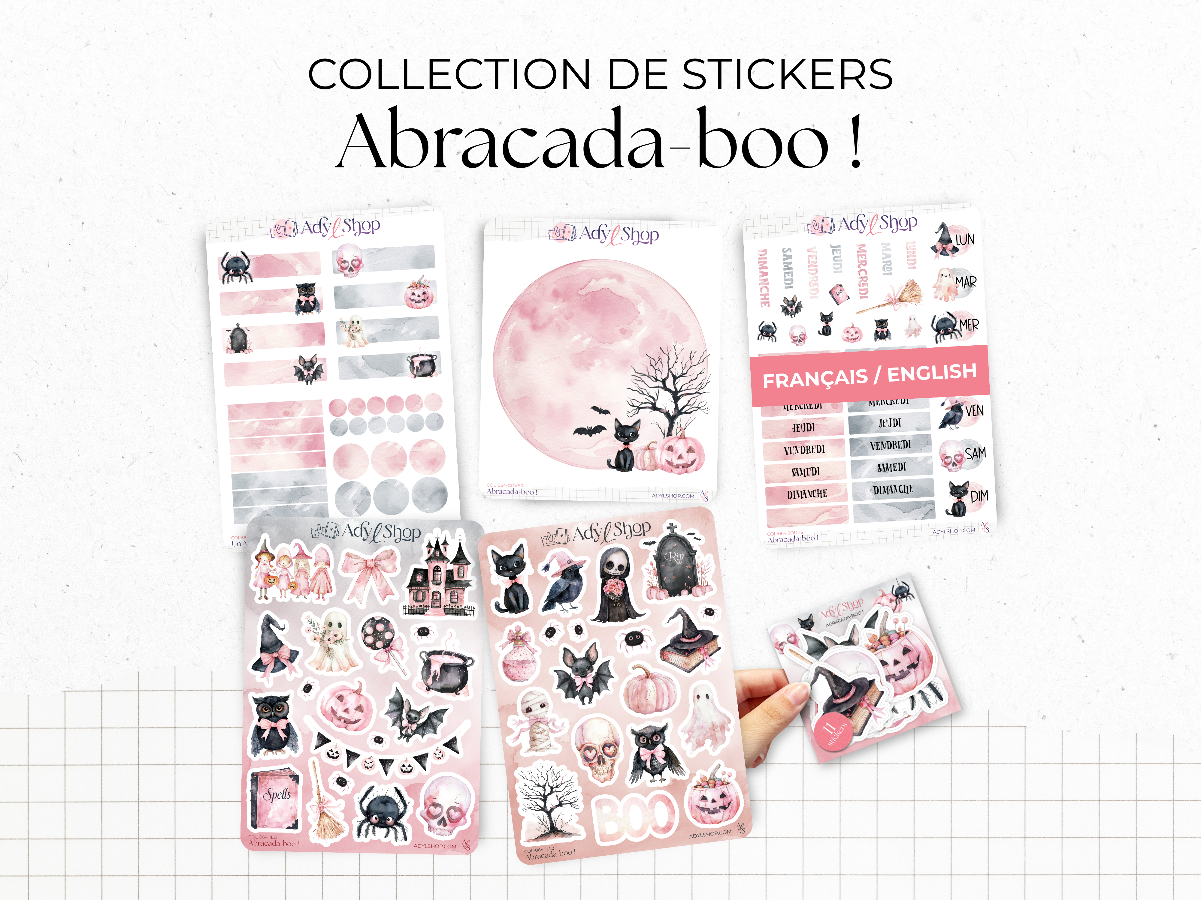 Sticker collection - "Abracada-boo!" - Watercolor illustrations - Halloween - Bullet Journal / Planner stickers