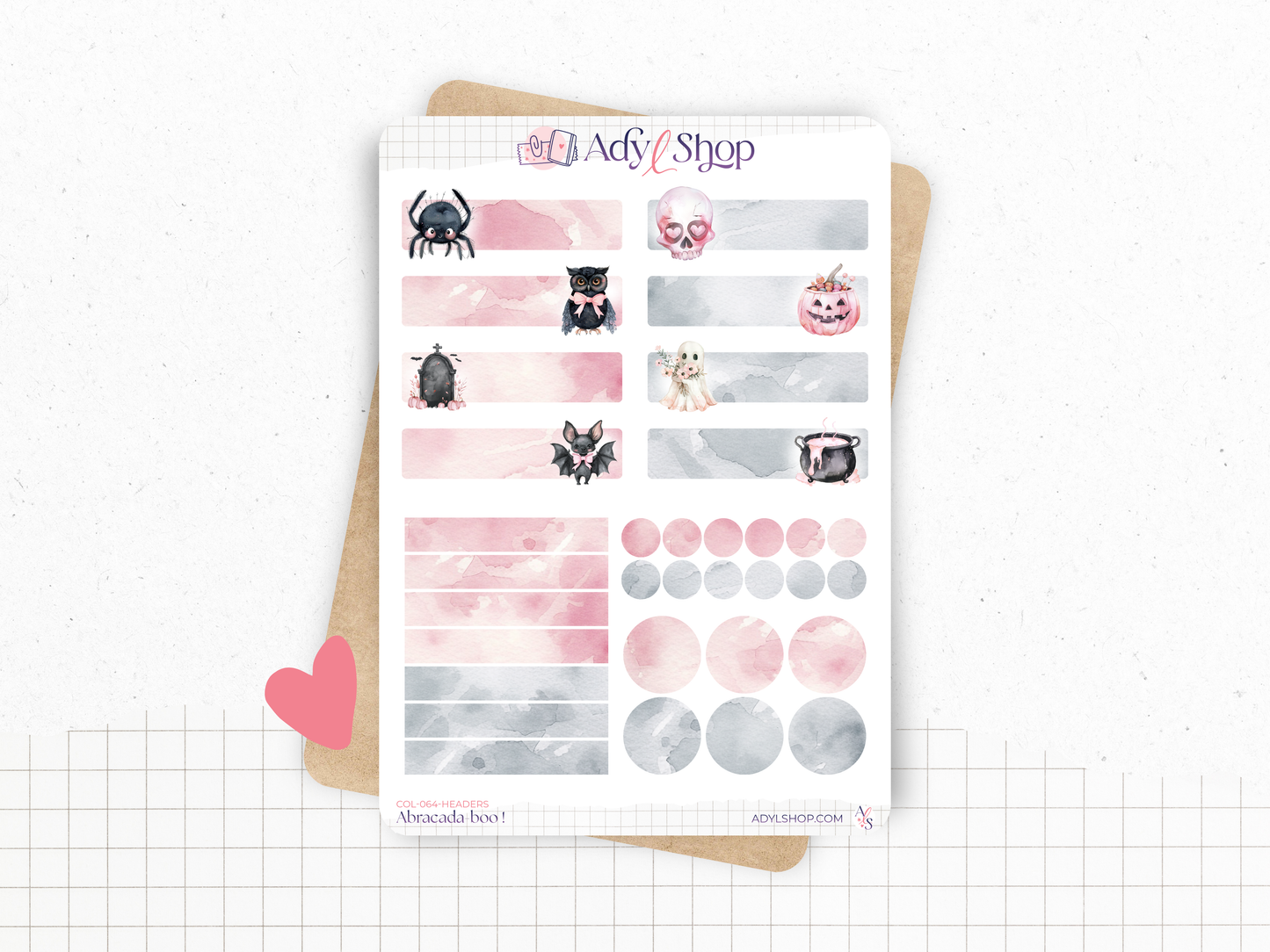 Planches de stickers "Abracada-boo!" - Autocollants sur le thème d'Halloween : monstres mignons - Bullet Journal