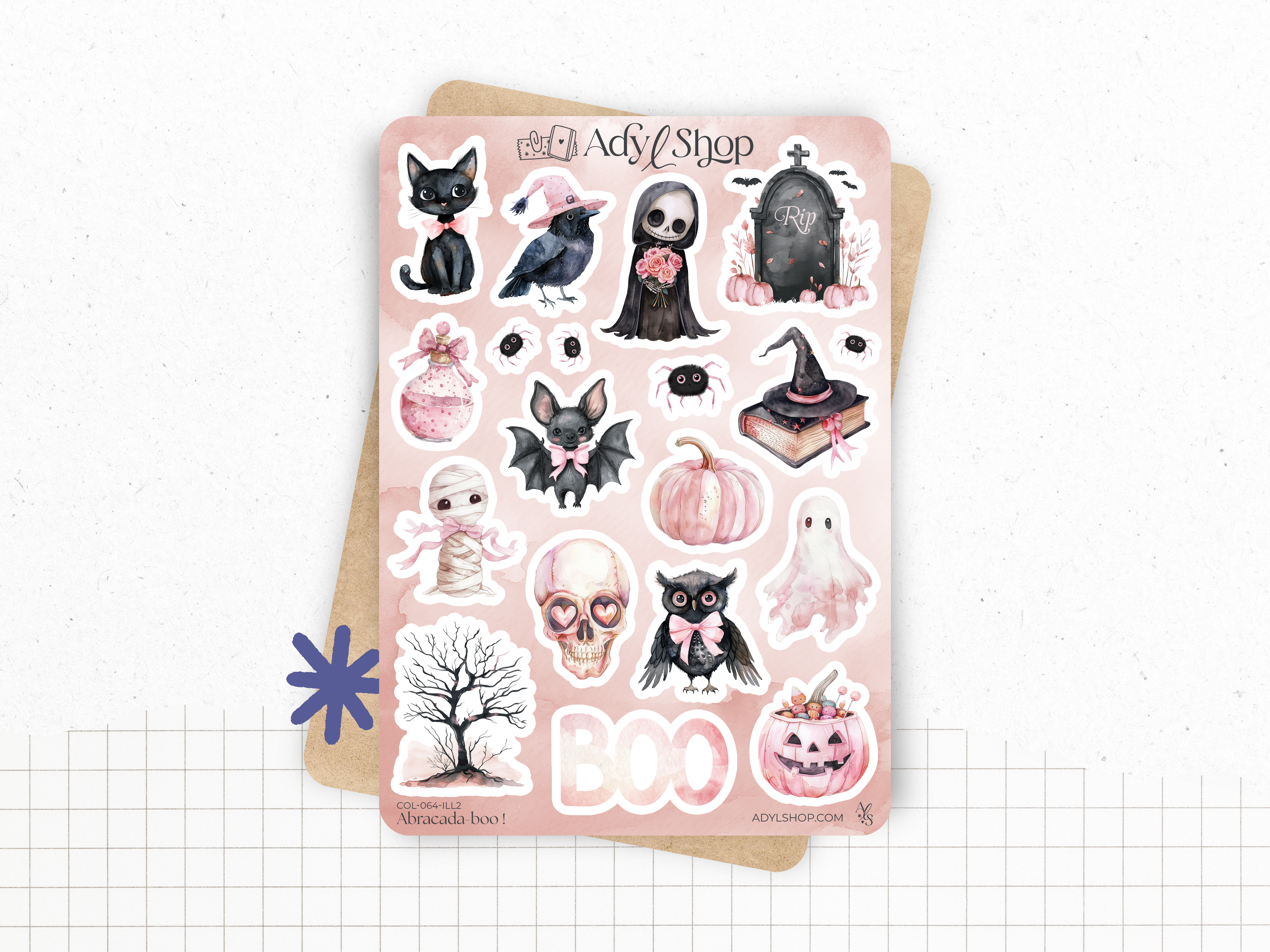 Sticker sheets - "Abracada-boo!" - Watercolor illustrations - Halloween - Bullet Journal / Planner stickers