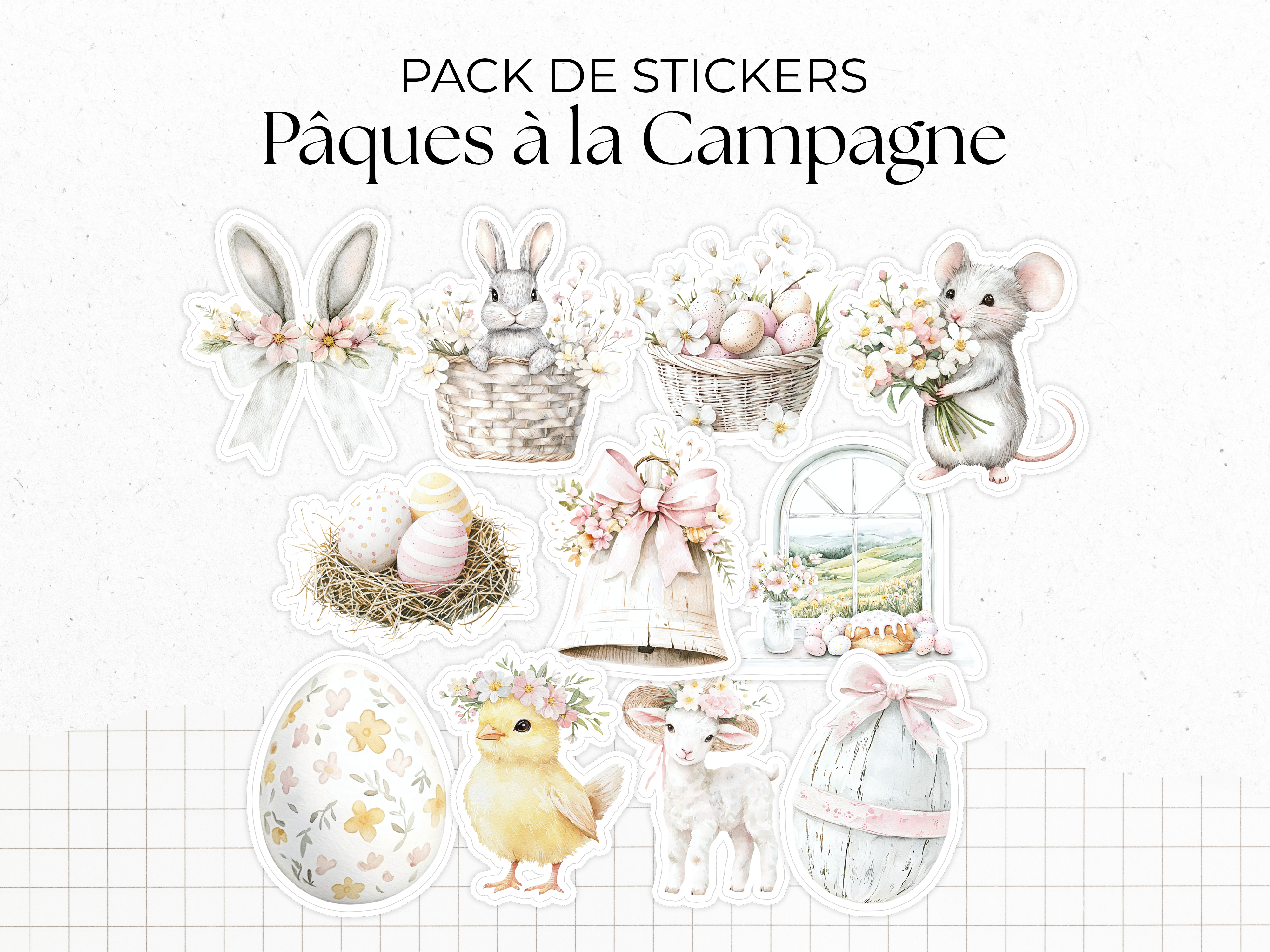 Sticker sheets - "Easter in the Countryside" - Spring spirit and pastel colors - Bullet Journal & Planner