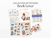 Sticker sheets - "Book Lover" - Watercolor illustrations : stack of books, reading, library - Bullet Journal / Planner sticker sheet