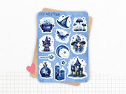 Pack de Stickers "Minuit" - Autocollants sur le thème de la magie, sorcellerie, Halloween - 10 stickers die-cut - Bullet Journal / Planner