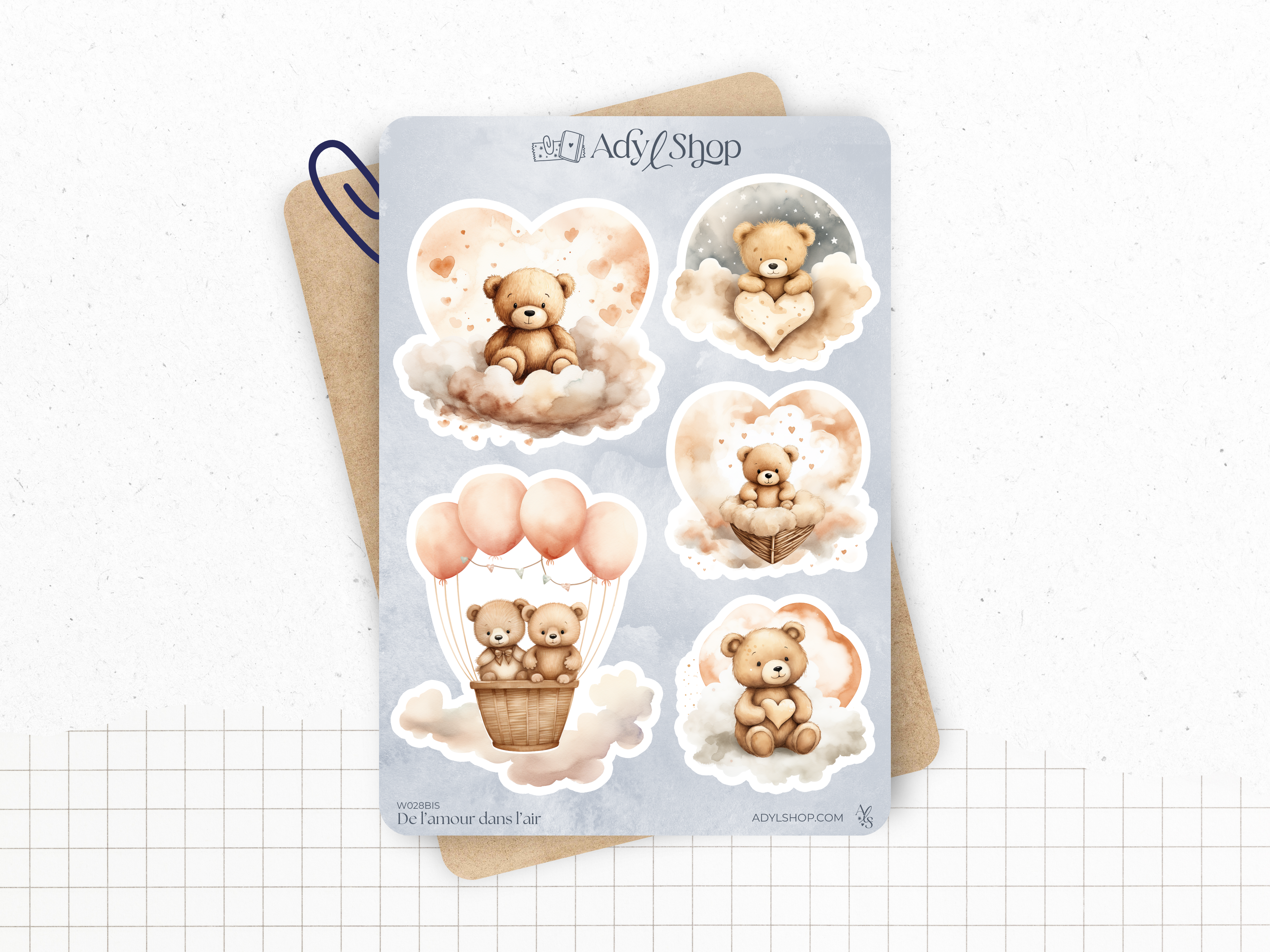 Sticker sheets - "Love is in the air" - Watercolor illustrations: love, Valentine's Day, hearts - Bullet Journal / Planner sticker sheet