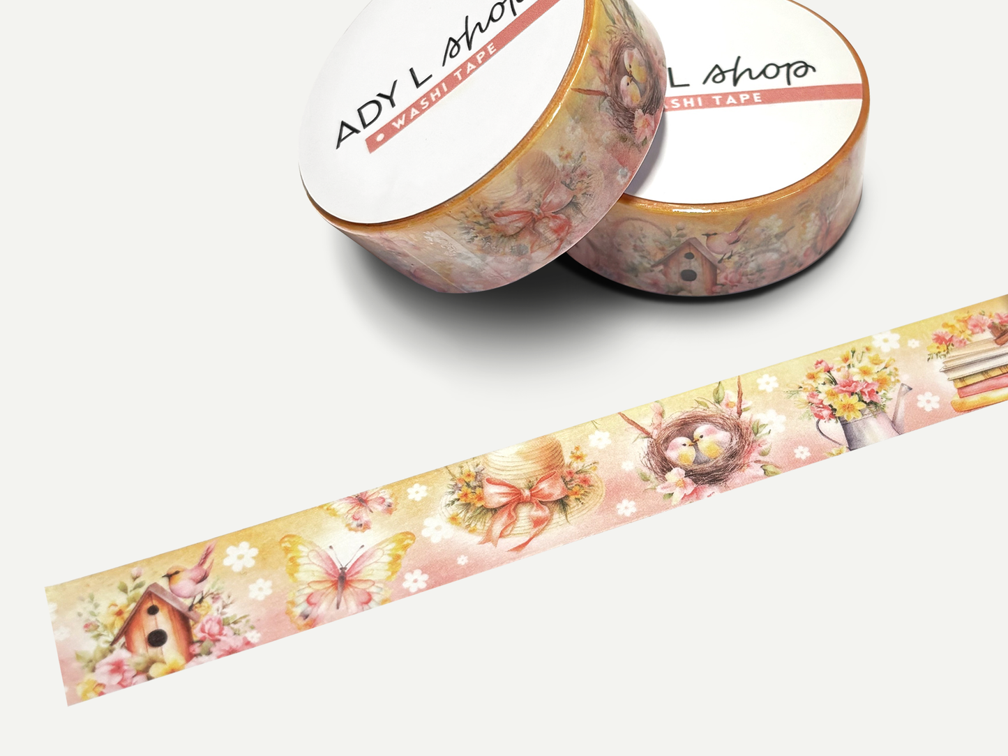 Washi tape "Nuances de Printemps" - Rouleau de papier adhésif décoratif aux motifs printaniers et colorés (15mm x 10m)