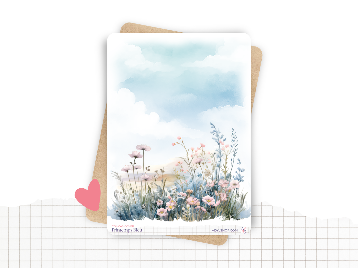 Planches de Stickers "Printemps Bleu" - Autocollants sur le thème du printemps, fleurs, papillons, tons bleutés - Jours de la semaine - Bullet Journal Planner