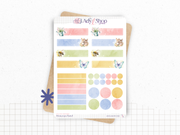 Planches de Stickers "Printemps Pastel" - Autocollants sur le thème du printemps, fleurs, papillons, couleurs pastel -Bullet Journal Planner