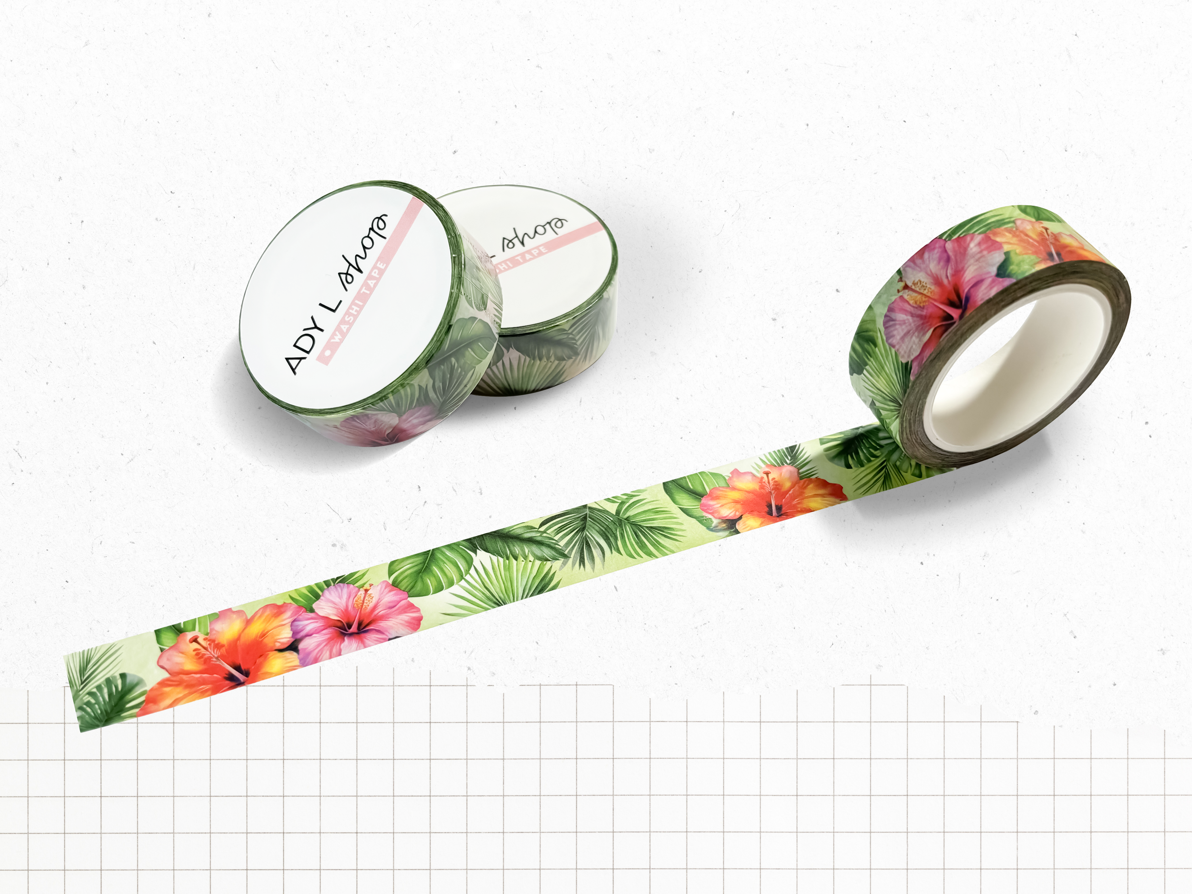 Washi tape "Tropical Sunlight" - Roll of decorative adhesive paper (15mm x 10m)
