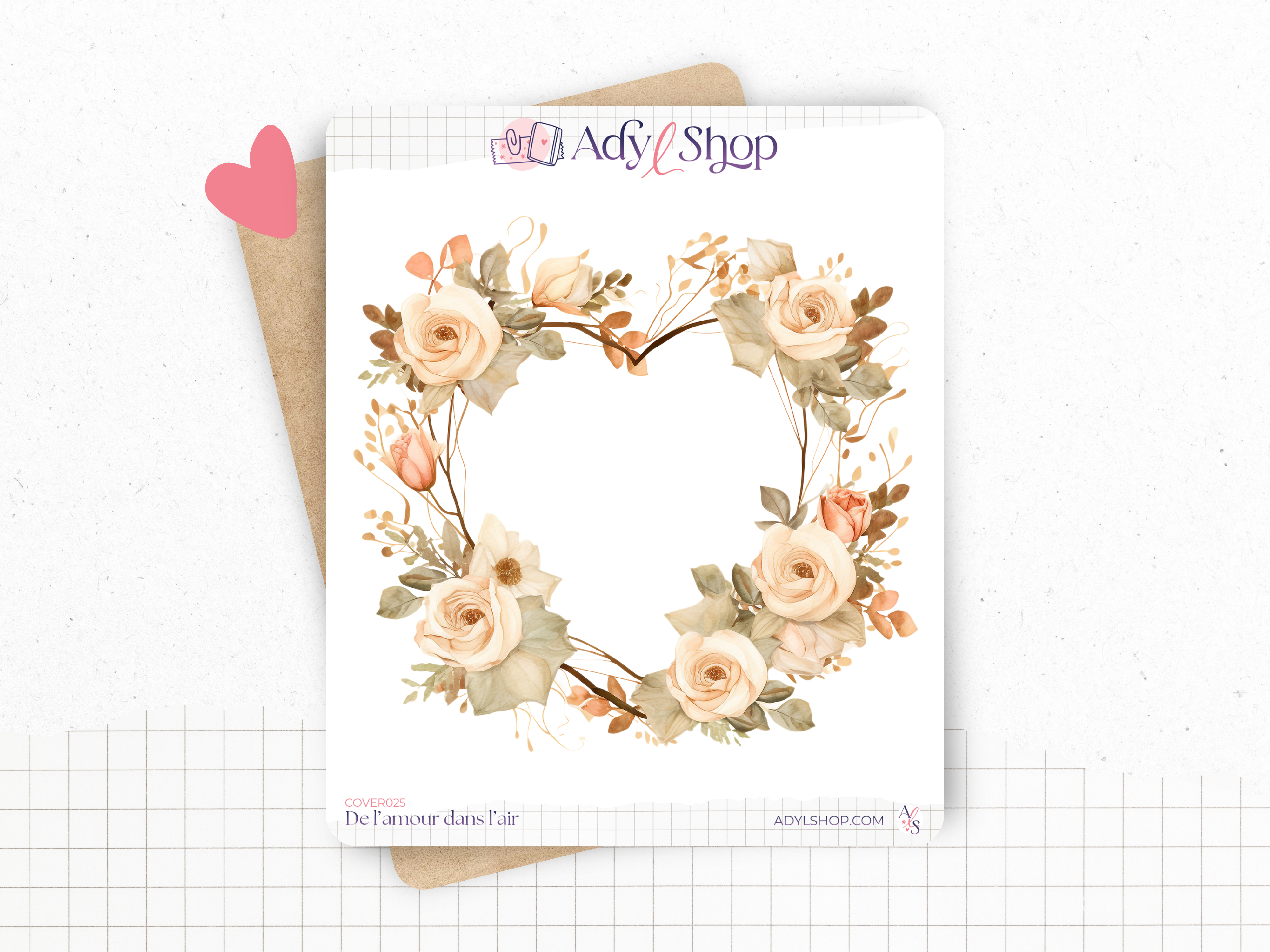 Sticker sheets - "Love is in the air" - Watercolor illustrations: love, Valentine's Day, hearts - Bullet Journal / Planner sticker sheet