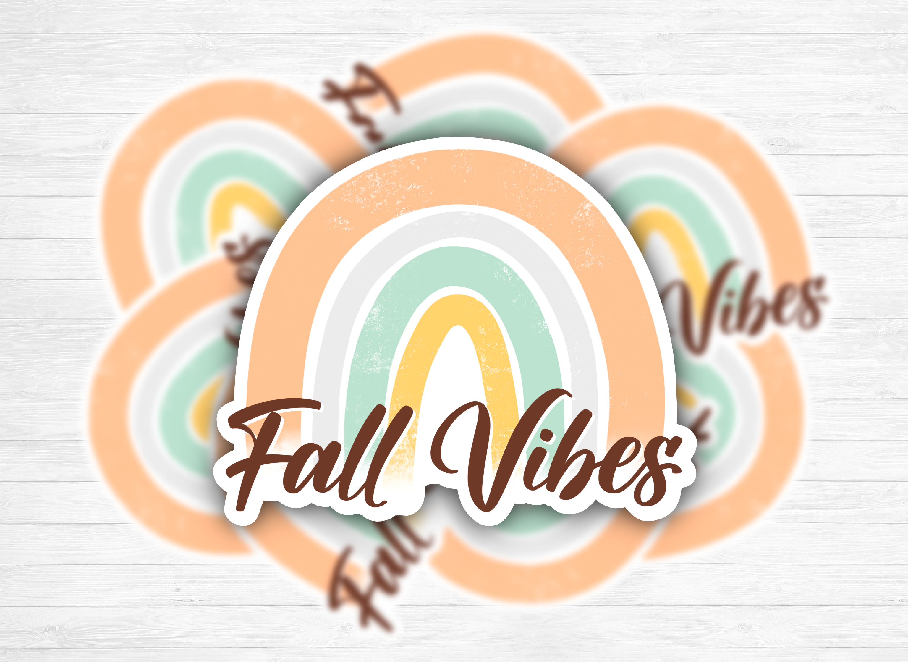 Vinyl sticker "Fall Vibes" - Rainbow, fall colors - Water resistant & Weatherproof - For your laptop, phone, water bottles, journal - 7x6cm