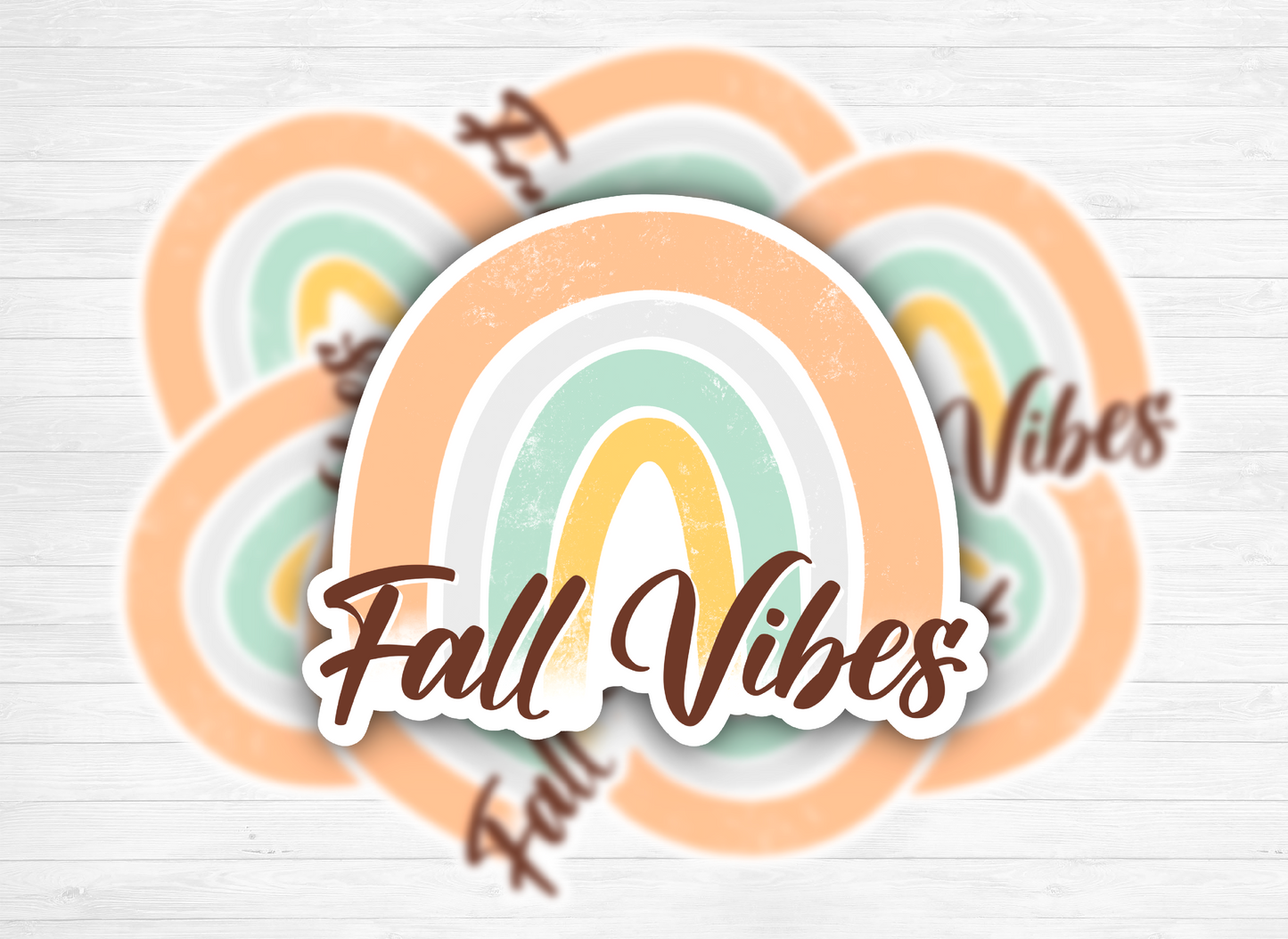 Vinyl sticker "Fall Vibes" - Rainbow, fall colors - Water resistant & Weatherproof - For your laptop, phone, water bottles, journal - 7x6cm