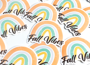 Vinyl sticker "Fall Vibes" - Rainbow, fall colors - Water resistant & Weatherproof - For your laptop, phone, water bottles, journal - 7x6cm
