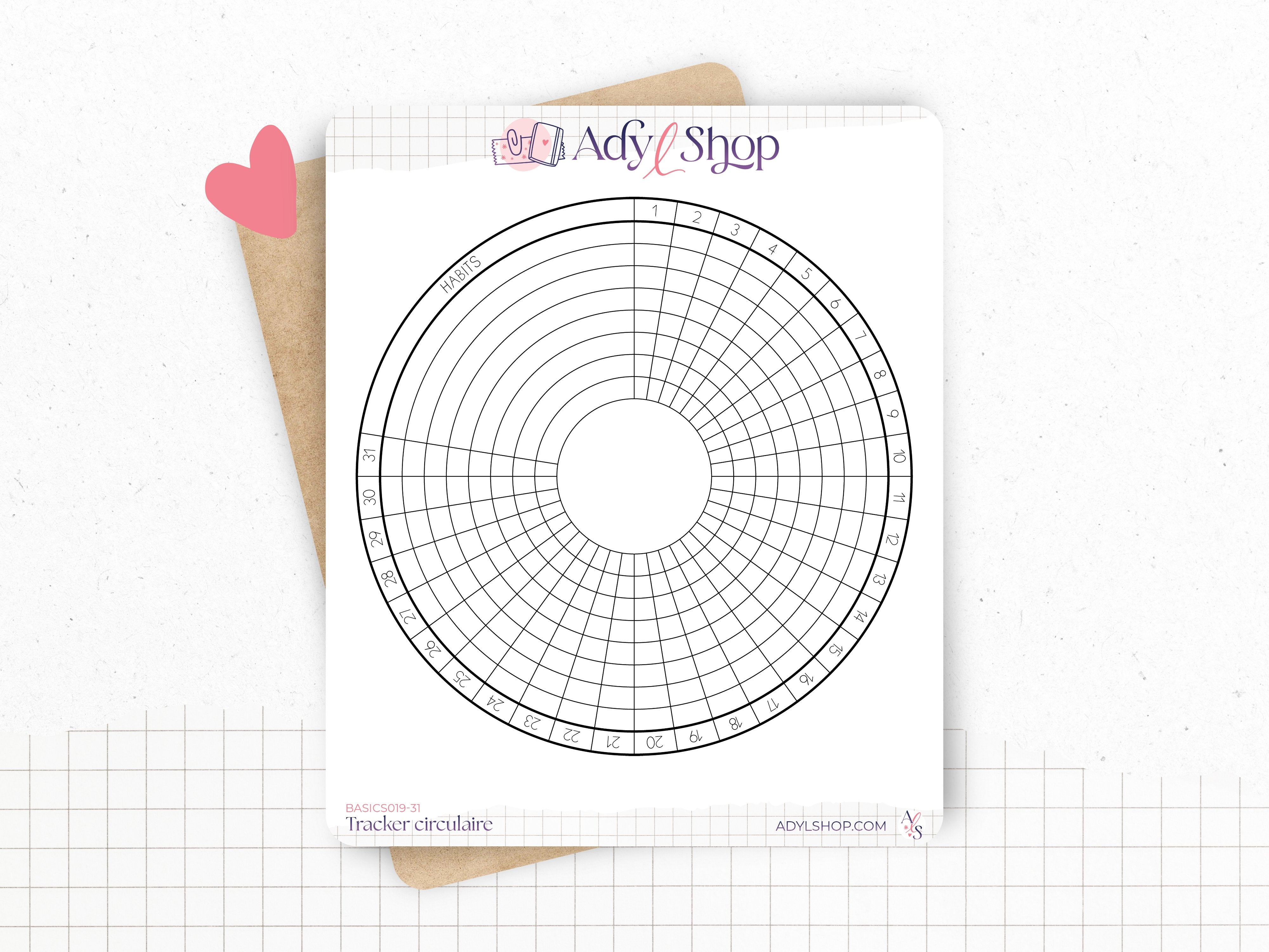 Circular Habit Tracker sticker - Monthly tracker - For A5 notebook - Journaling