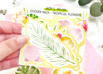 Pack de stickers "Fleurs Tropicales" - 10 grands stickers - Thème fleurs, été - Papier mat blanc - Bullet Journal & Planner - Journaling