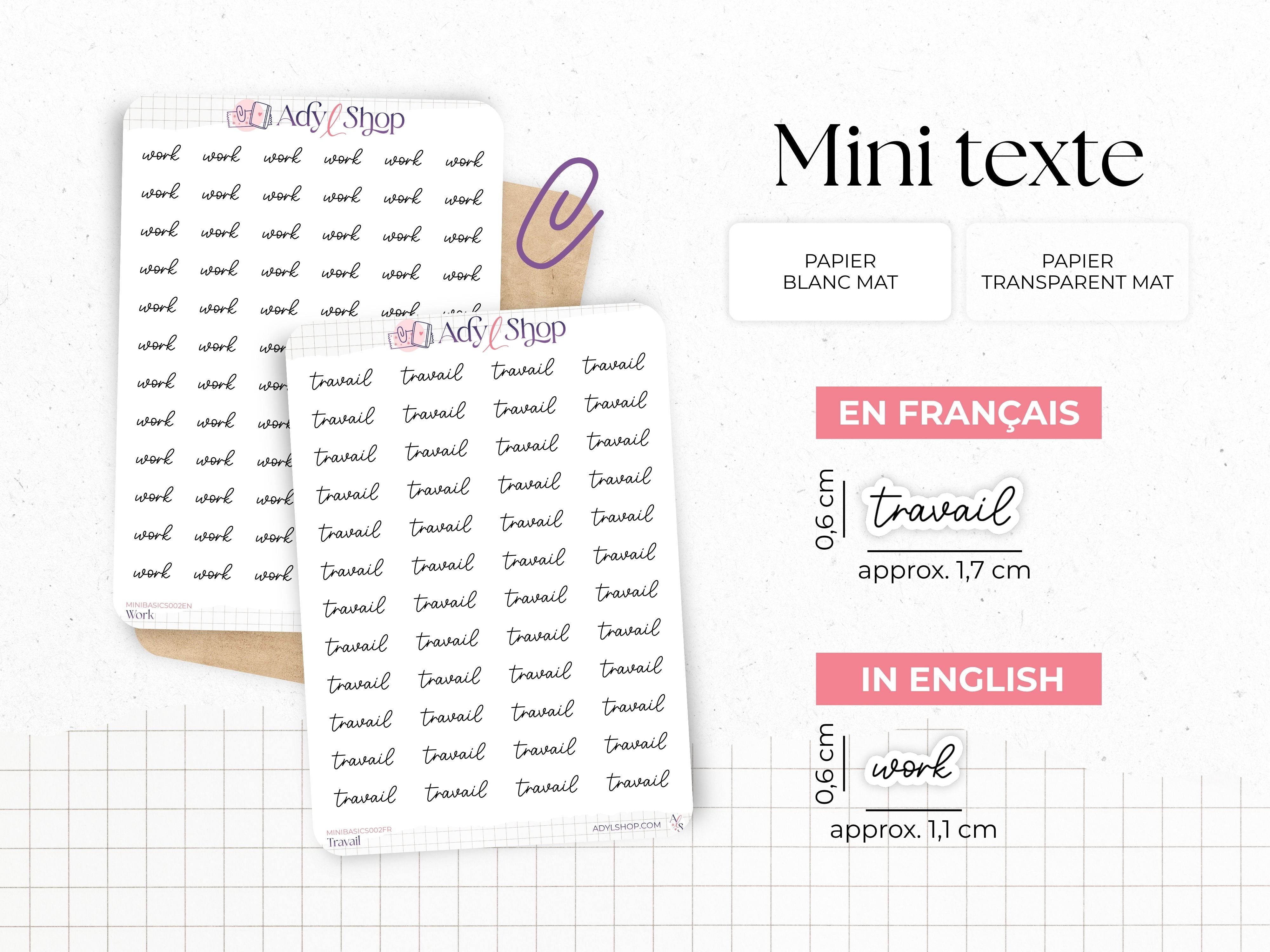 Mini script stickers - Work - Planner stickers - Minimal, functional stickers - Bullet Journal - Sticker sheet - 77 mini icons