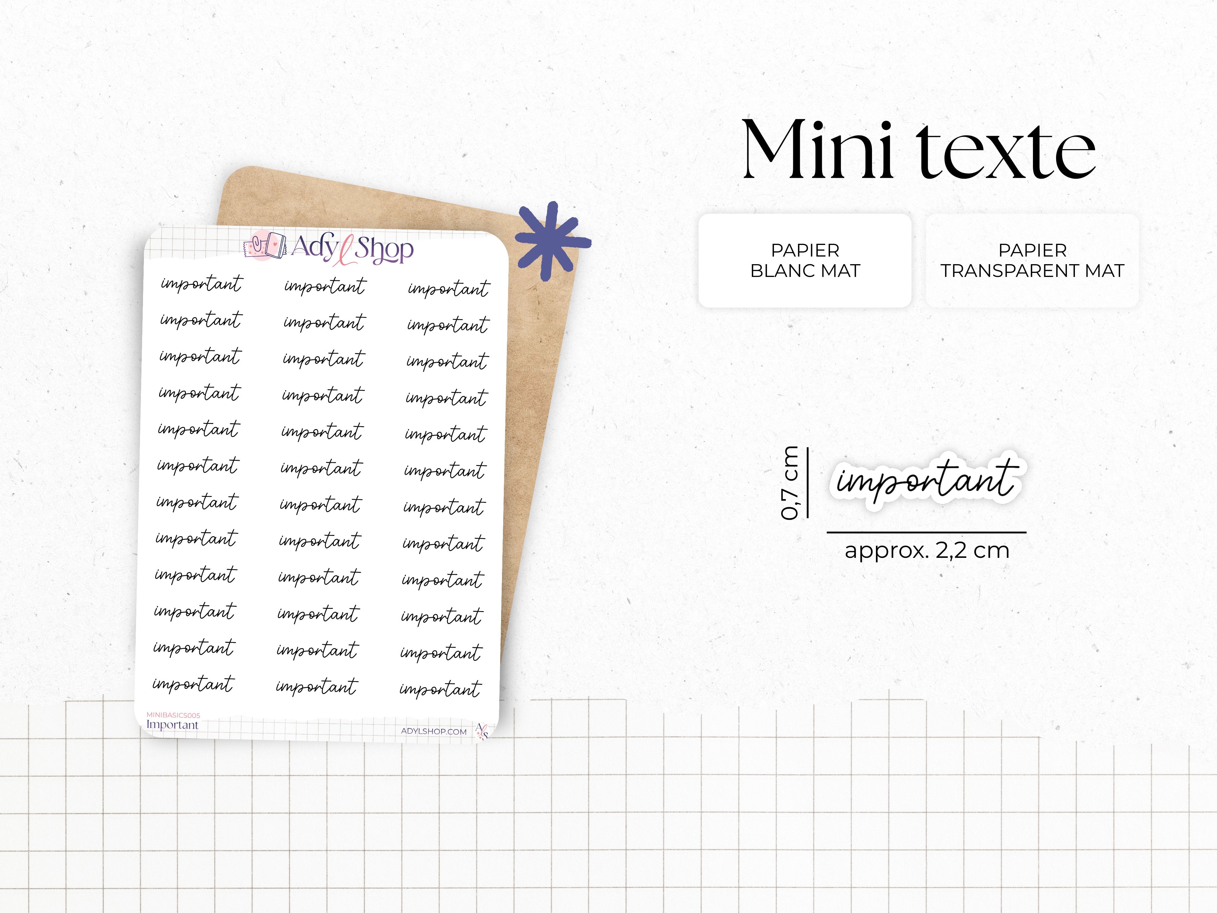 Mini script stickers - Important - Planner stickers - Minimal, functional stickers - Bullet Journal - Sticker sheet - 77 mini icons