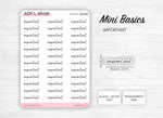 Planche de mini stickers "important"- Papier autocollant blanc ou transparent - Planner stickers - Minimal - Bullet Journal
