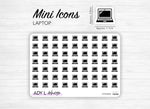 Planche de stickers mini icônes "ordinateur portable" - travail - Mini icon - Planner stickers - Minimal - Bullet Journal