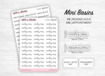 Planche de mini stickers "rendez-vous" - Papier autocollant blanc ou transparent - Planner stickers - Minimal - Bullet Journal