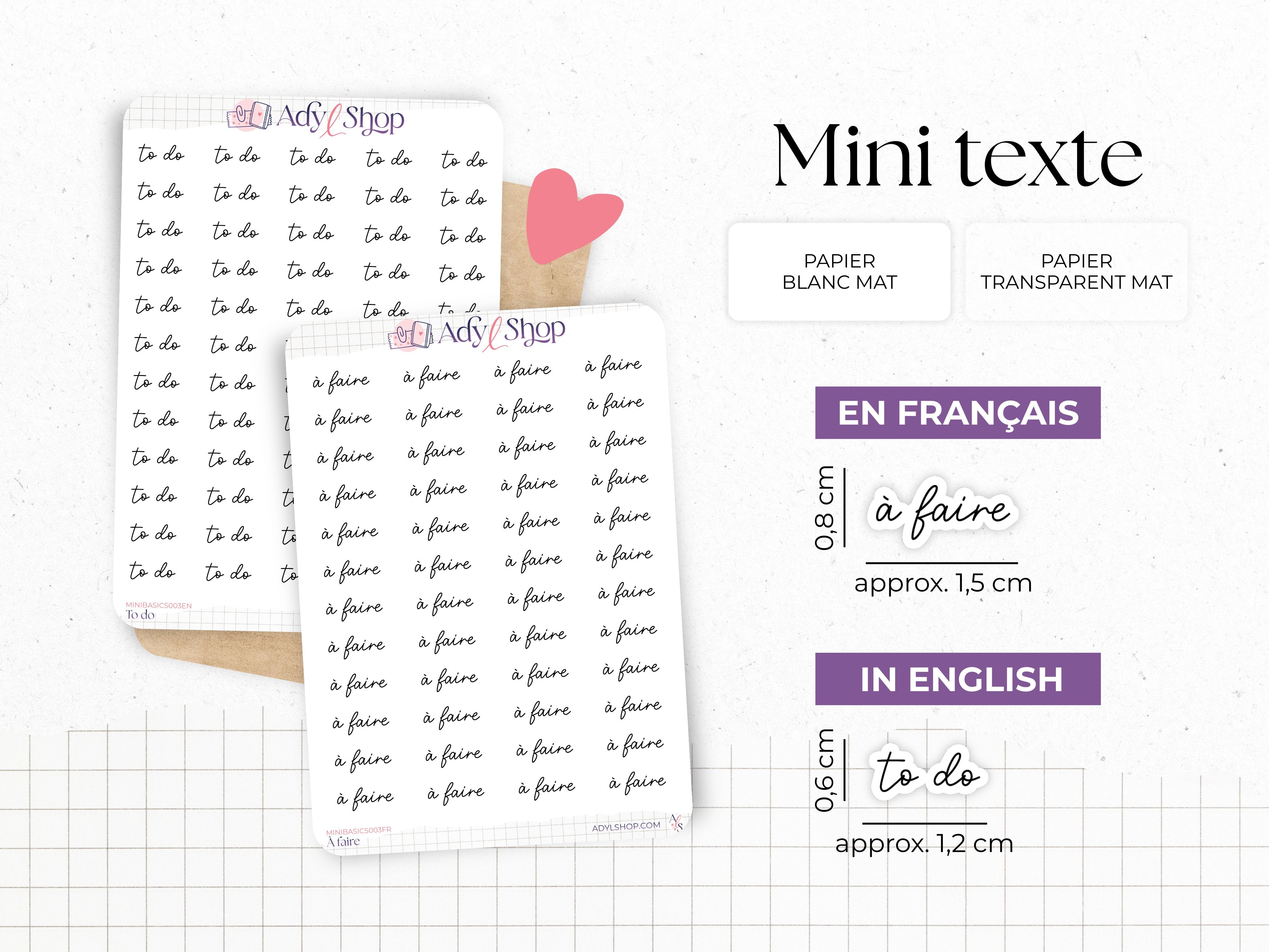 Mini script stickers - To Do - Planner stickers - Minimal, functional stickers - Bullet Journal - Sticker sheet - 77 mini icons