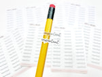 Planche de mini stickers "important"- Papier autocollant blanc ou transparent - Planner stickers - Minimal - Bullet Journal