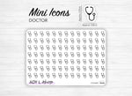 Planche de stickers mini icônes "médecin" - Stéthoscope, rendez-vous médical - Mini icon - Planner stickers - Minimal - Bullet Journal