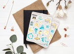 Planche Stickers "Hiver Cozy" - Autocollants sur un thème de l'hiver et de Noël - Froid, bleu, cocooning, hiver - Bullet Journal /Planner