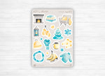 Planche Stickers "Hiver Cozy" - Autocollants sur un thème de l'hiver et de Noël - Froid, bleu, cocooning, hiver - Bullet Journal /Planner