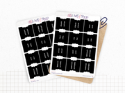 Onglets mensuels autocollants - Différents styles et polices : blanc, noir - 12 mois - Anglais ou Français - Bullet Journal & Planner