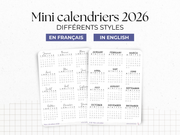 2025 Mini calendar stickers - With or without a header - different header fonts, Bullet Journal & Planner sticker sheet - Journaling